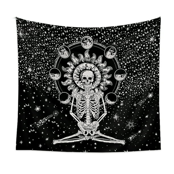 Skeleton Tapestries for Bedroom Aesthetic Black and White Skull Tapestry Wall Hanging Meditation Chakra Tapestry with Stars for Bedroom Home Wall Decor 59x78 Skeleton Tapestries for Bedroom Aesthetic Black and White Skull Tapestry Wall Hanging Meditation Chakra Tapestry with Stars for Bedroom Home Wall Decor 59x78